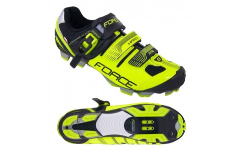 Pantofi ciclism, Force, MTB Hard, Negru-Fluorescent, Talpa anatomica
