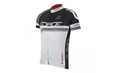 Bluza ciclism Force Lux maneci scurte negru/alb XL