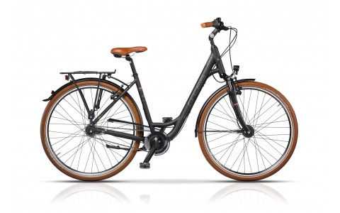 Bicicleta dama Cross Citerra Low Step, 450mm, 28, negru-portocaliu